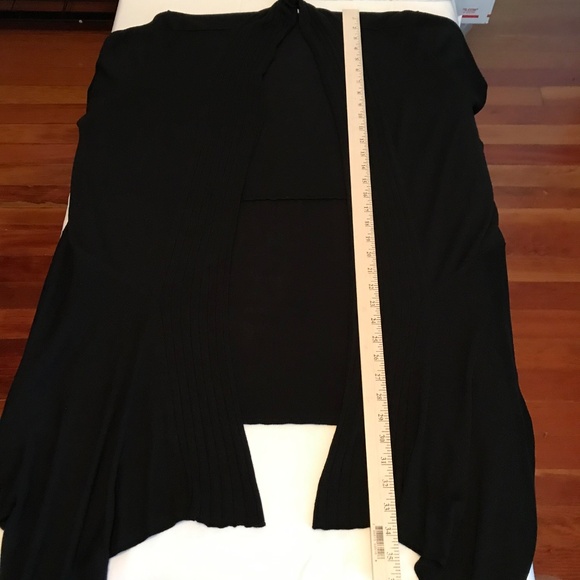 AVENUE Open Front Cascading Cardigan Black Women’s Size 22 24 - Picture 10 of 16